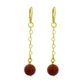 Brown Goldstone and Yellow Gold Vermeil Earrings, Heart Chain Earrings, Bloom Collection