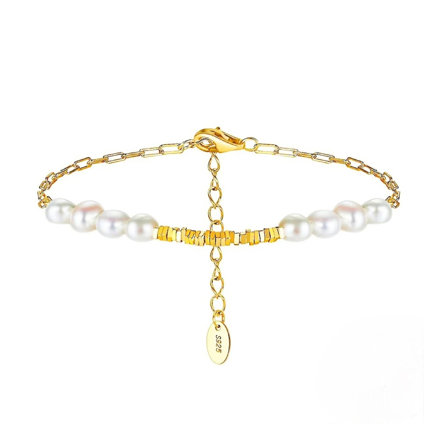 Minimalist Baroque Freshwater Pearl Bracelet – 14K Gold Plated 925 Silver