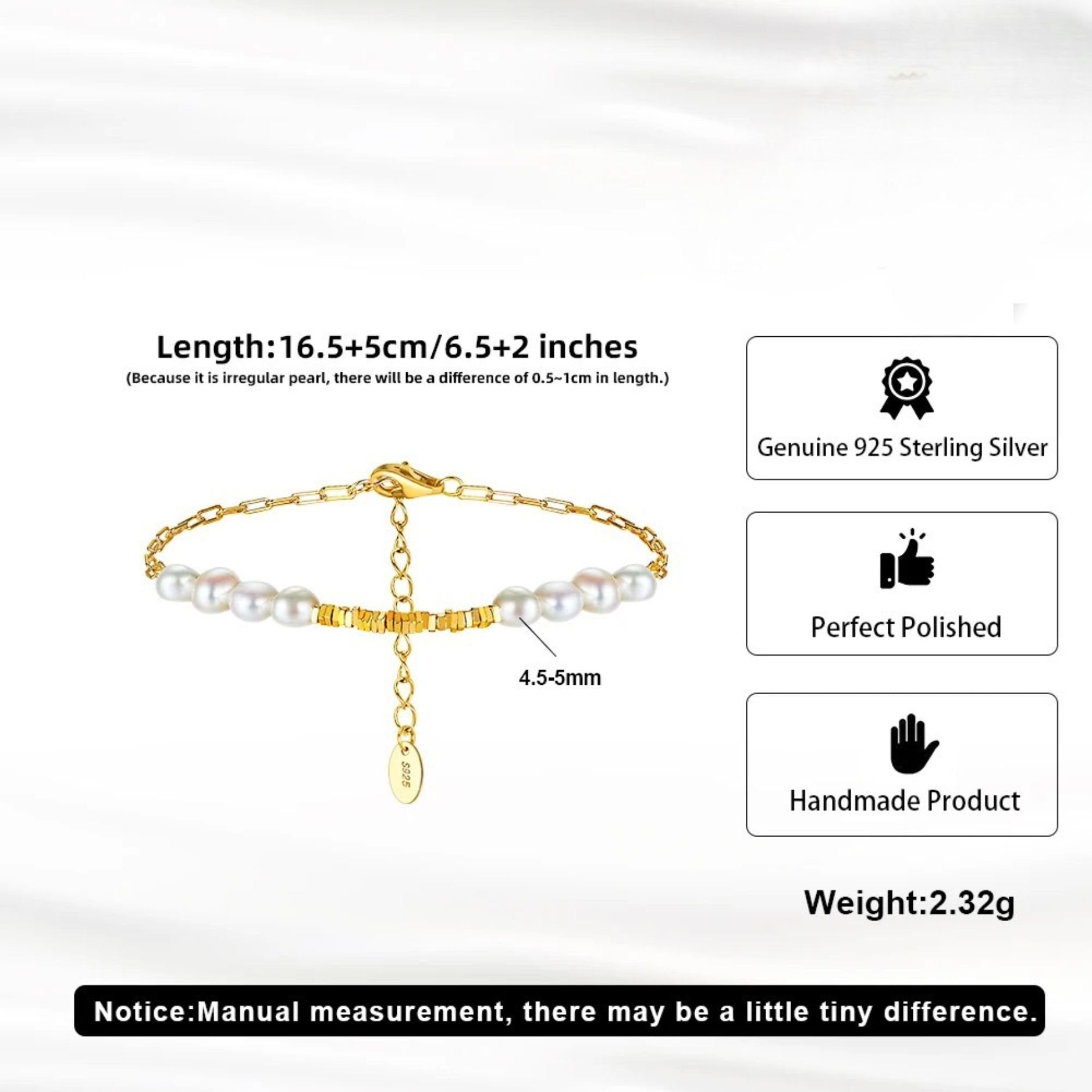 Minimalist Baroque Freshwater Pearl Bracelet – 14K Gold Plated 925 Silver