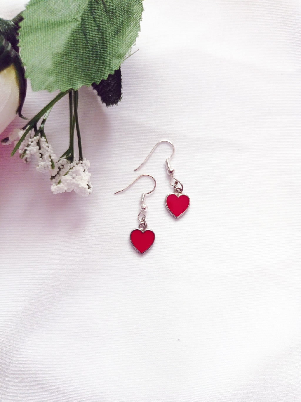 Classic Red Hearts Earrings, Playing Cards inspired Queen of Hearts